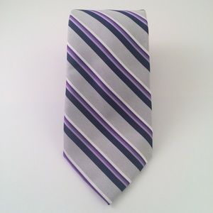 Perry Ellis Gray Navy Purple Striped Men's Tie